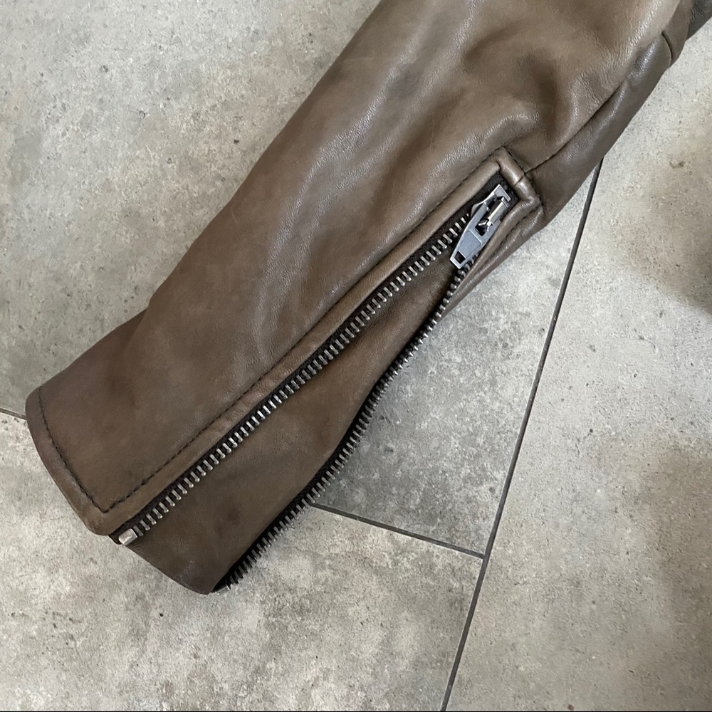 T by Alexander Wang bomber leather sleeve jacket - Picture 8 of 12